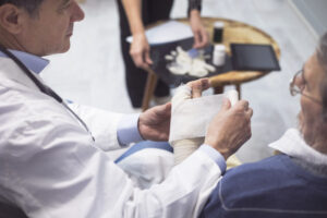 Senior man on medical consultation at the doctor
