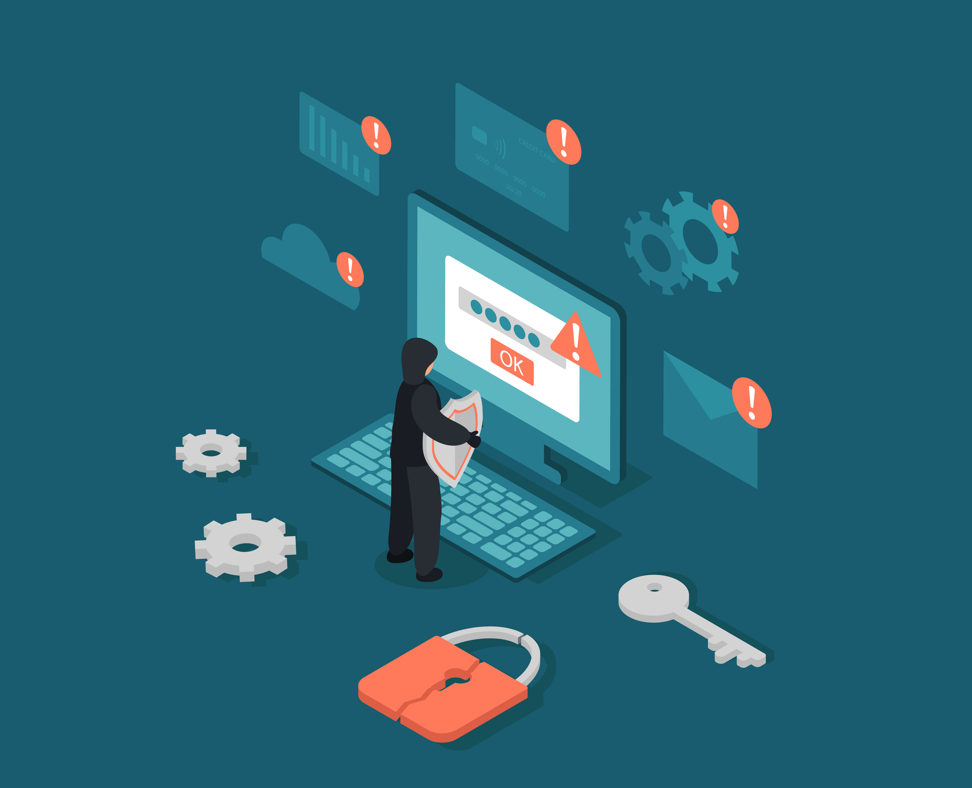Hacker Isometric Vector illustration.
